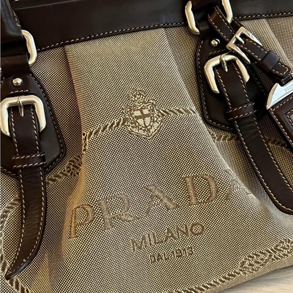 💰SOLD - Prada Logo Satchel in Jacquard Canvas - Picture 4 of 14
